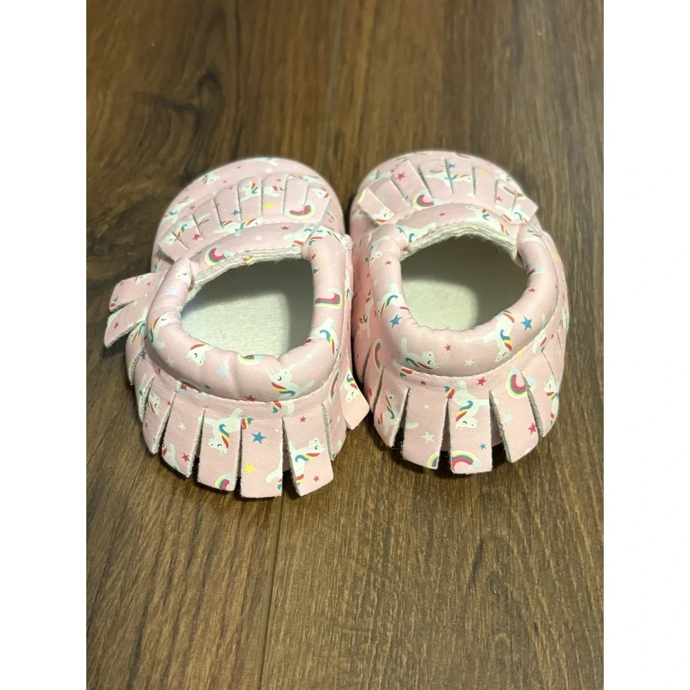 Unicorn Dreams Pink Unicorn Rainbow Moccasin Baby Shoes US 4 12-18 Months